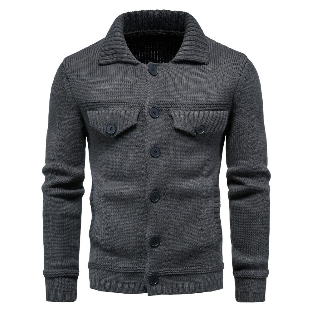 Men's Knitted Sweater Jacket Warm and Thicker In Winter Long Sleeve Cardigan Wool Men's Lapel Workwear Cardigan Outer Sweater - Bekro's ART