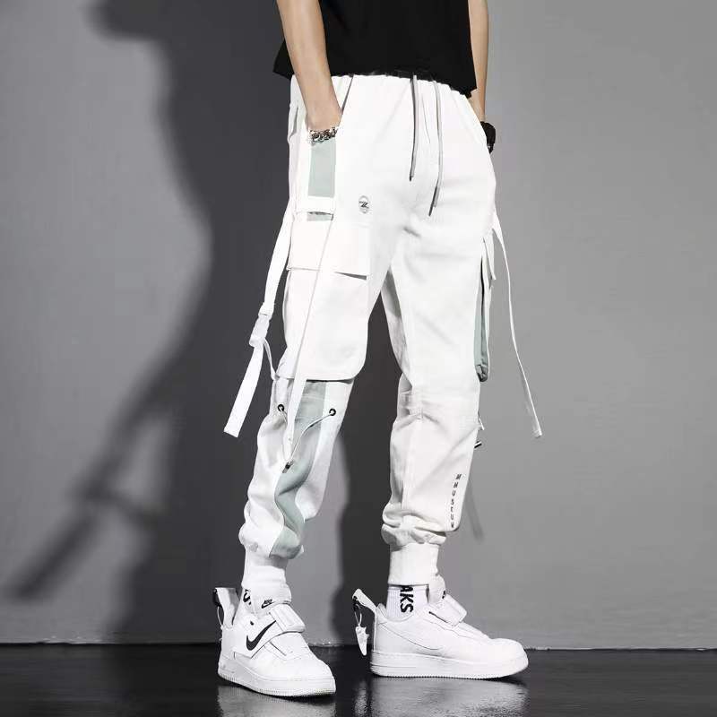 Classic Streetwear Casual Men Ribbons Harem Jogging Pants Male Slim Fit Spring Cargo Pants Multi-Pockets Trousers Jo - Bekro's ART
