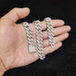 New Hip Hop Rhombus Cuban Chain Iced Out Bling Necklace Men 15mm Width Chains Hiphop Crystal Necklaces Fashion Jewelry - Bekro's ART