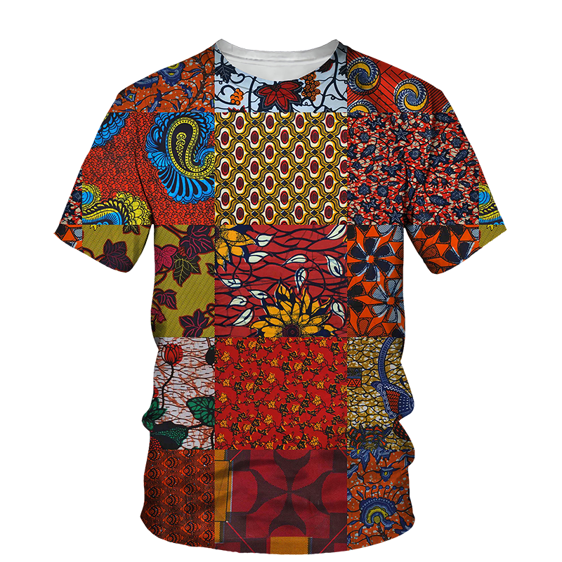 African Folk Patchwork 3D Printing Street Clothing Short Sleeves, Personality Fashion Oversized Men's T -shirts. - Bekro's ART