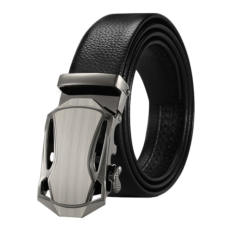Men Leather Belt Metal Automatic Buckle Brand High Quality Luxury Belts for Men Famous Work Business Black Brown Cowskin Strap - Bekro's ART