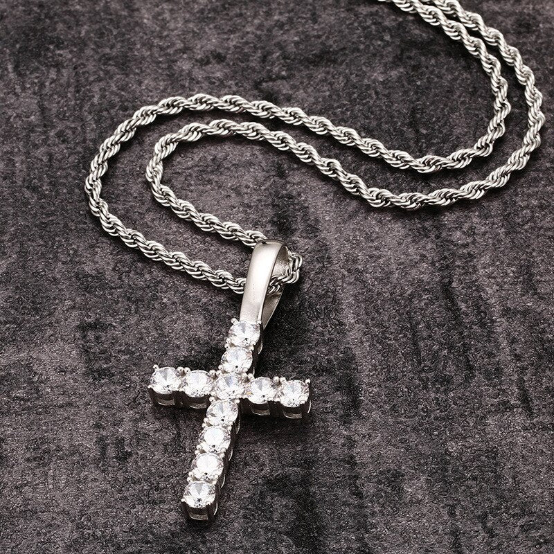BOEYCJR 925 Silver D color 5.5ct 5mm Moissanite VVS1 Cross Hip-Hop Pendant Necklace for Men - Bekro's ART