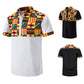Men's African Style  Print Stitching Design Short Sleeve Button Shirt Traditional Stand-up Collar Shirts Men - Bekro's ART