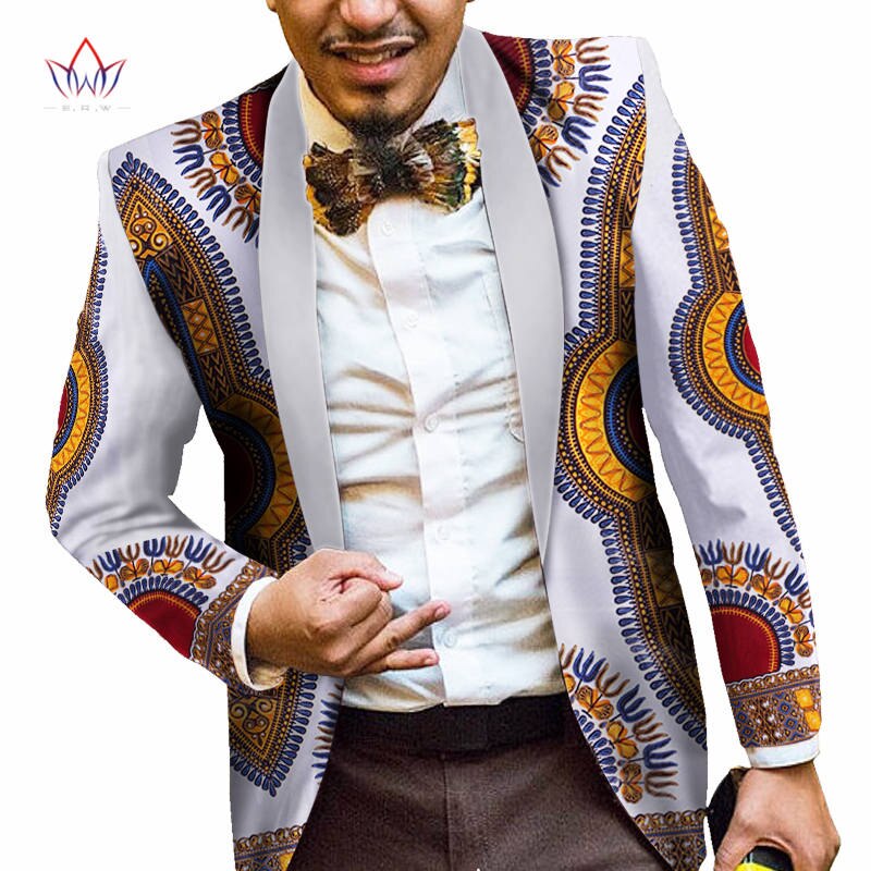 Men African Clothes Print Blazer Jackets Long Sleeve Trendy Mens Ankara Fashions Blazer Slim Fit African Clothes Men WYN184 - Bekro's ART