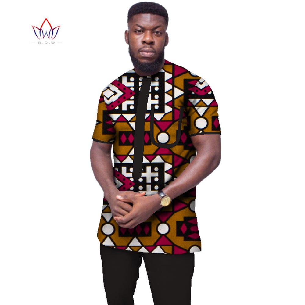 Casual African Print Top and Pants Sets Bazin Riche Ankara Clothes 100% Cotton 2 Pieces Pant Sets Mens African Clothing WYN449 - Bekro's ART