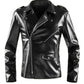 Mauroicardi Spring Autumn Short Fitted Cool Black Faux Leather Biker Jacket Men Zipper Long Sleeve Clothing - Bekro's ART