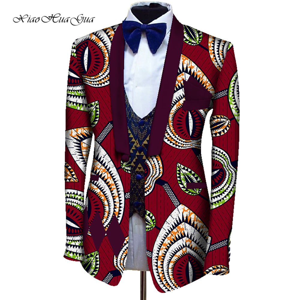 African Men Clothes Suit Jackets Formal Suits Coat Business Dashiki Bazin Riche Ankara Party Wedding Suits Blazer WYN653 - Bekro's ART