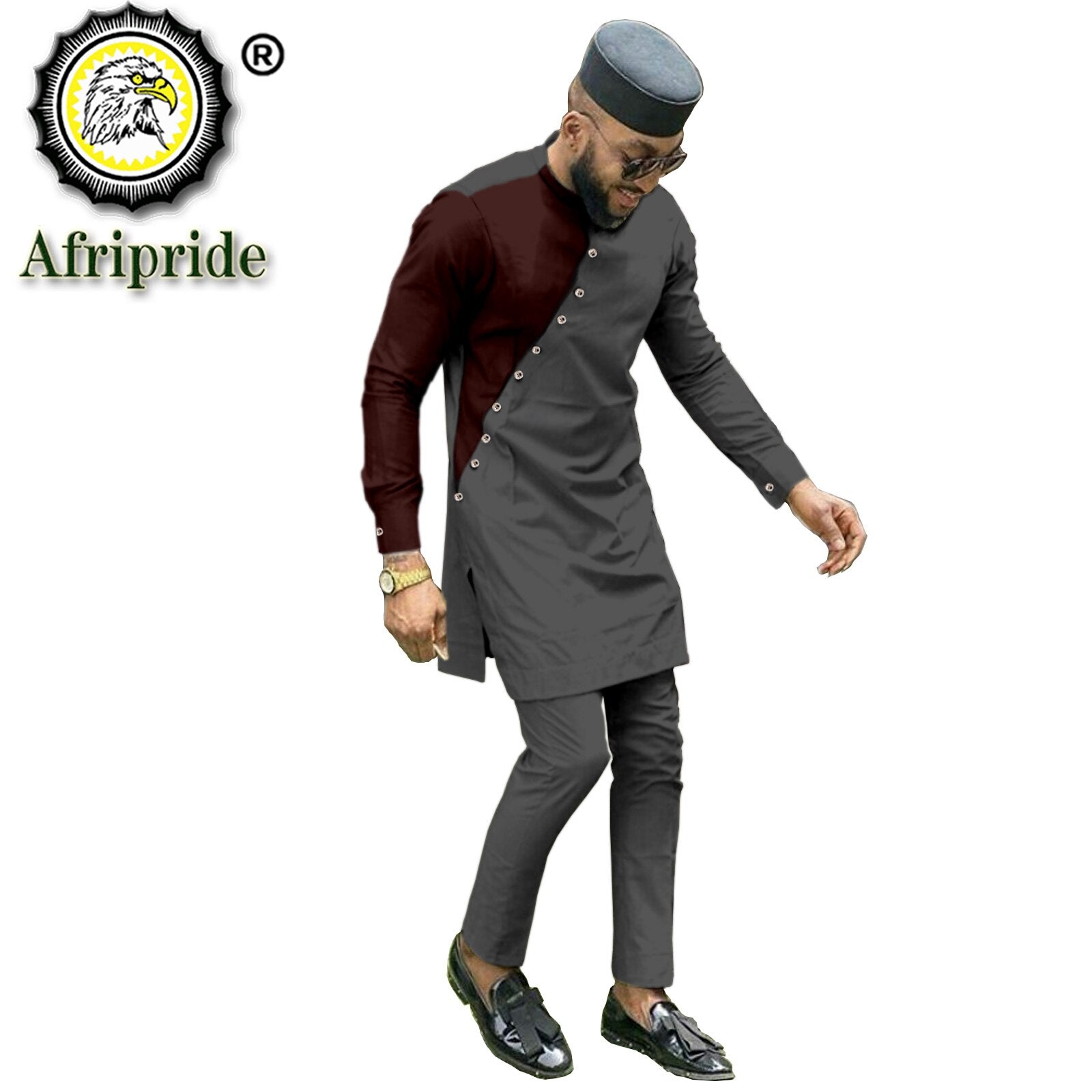 Bazin Riche Men 3 Pieces Pants Sets African Design Clothing African Men Clothes Casual Men Shirt Pants and Hat Sets S2116006 - Bekro's ART