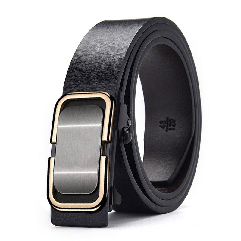 High Quality PU Leather Inner Wear Toothless Automatic Buckle Fashionable Business Jeans Belts for Men Luxury Designer Brand - Bekro's ART