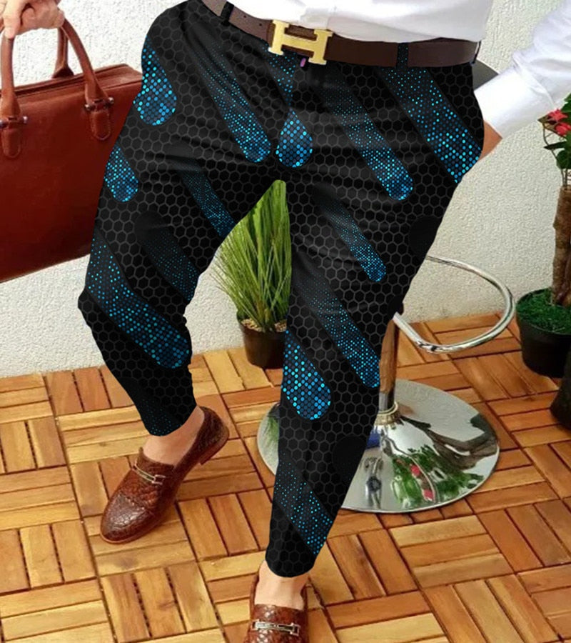 New Smart Casual Fashion Men's Pants polka dot pattern Pants Thin Mid Waist Jogger Casual Trousers Suit Pants - Bekro's ART