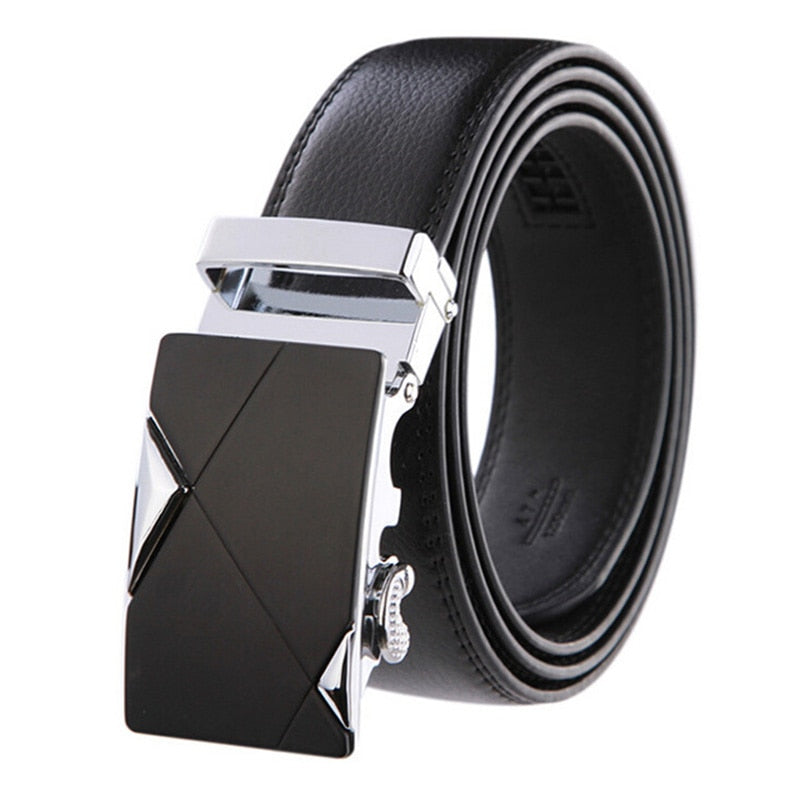 Men Leather Belt Metal Automatic Buckle Brand High Quality Luxury Belts for Men Famous Work Business Black Brown Cowskin Strap - Bekro's ART
