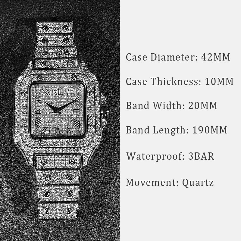 Ice Out Relogio Droshipping Luxury Full Diamond Quartz Watches For Men or Classic Stylish Trend  Waterproof Watch New - Bekro's ART