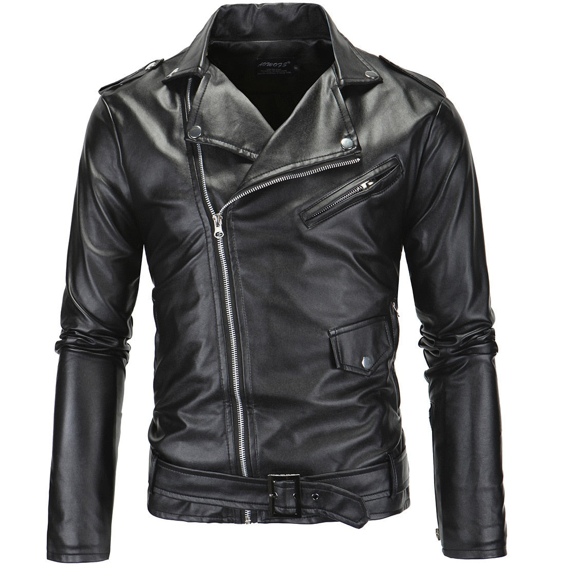 Men Slim White Leather Jackets Oblique Zipper Motorcycle Jackets New Men Outwear Moto Biker PU Leather Coats - Bekro's ART