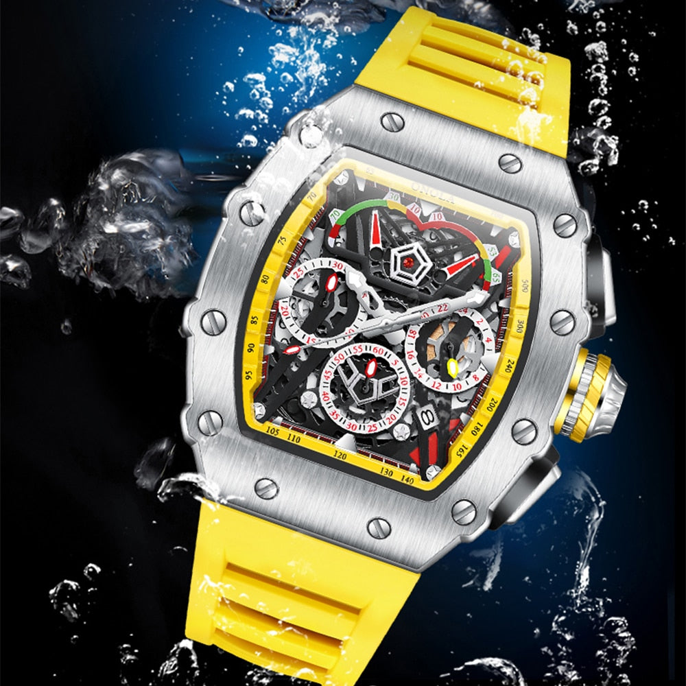 Classic Tonneau Men Watches Luxury Waterproof Sport Luminous Quartz Male Watch Business Chronograph Steel AAA Jewelry Clock - Bekro's ART