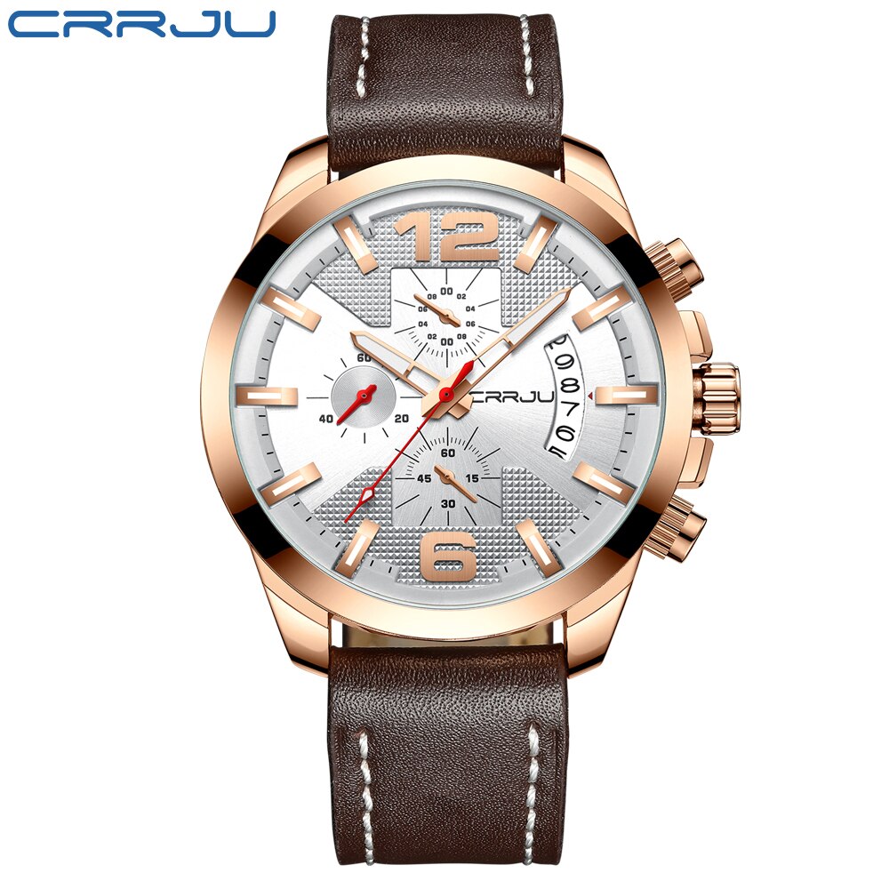 CRRJU Men‘s Watch Fashion Leather Watches for Mens  Waterproof Date Analog Quartz Man Wrist Watches reloj hombre - Bekro's ART