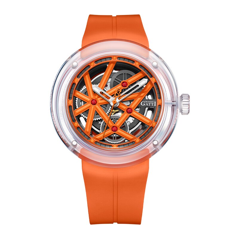 BONEST GATTI Mechanical Men Watch Skeleton Clock Waterproof Luminous Automatic Watches For Man Wristwatches Relogio Masculino - Bekro's ART