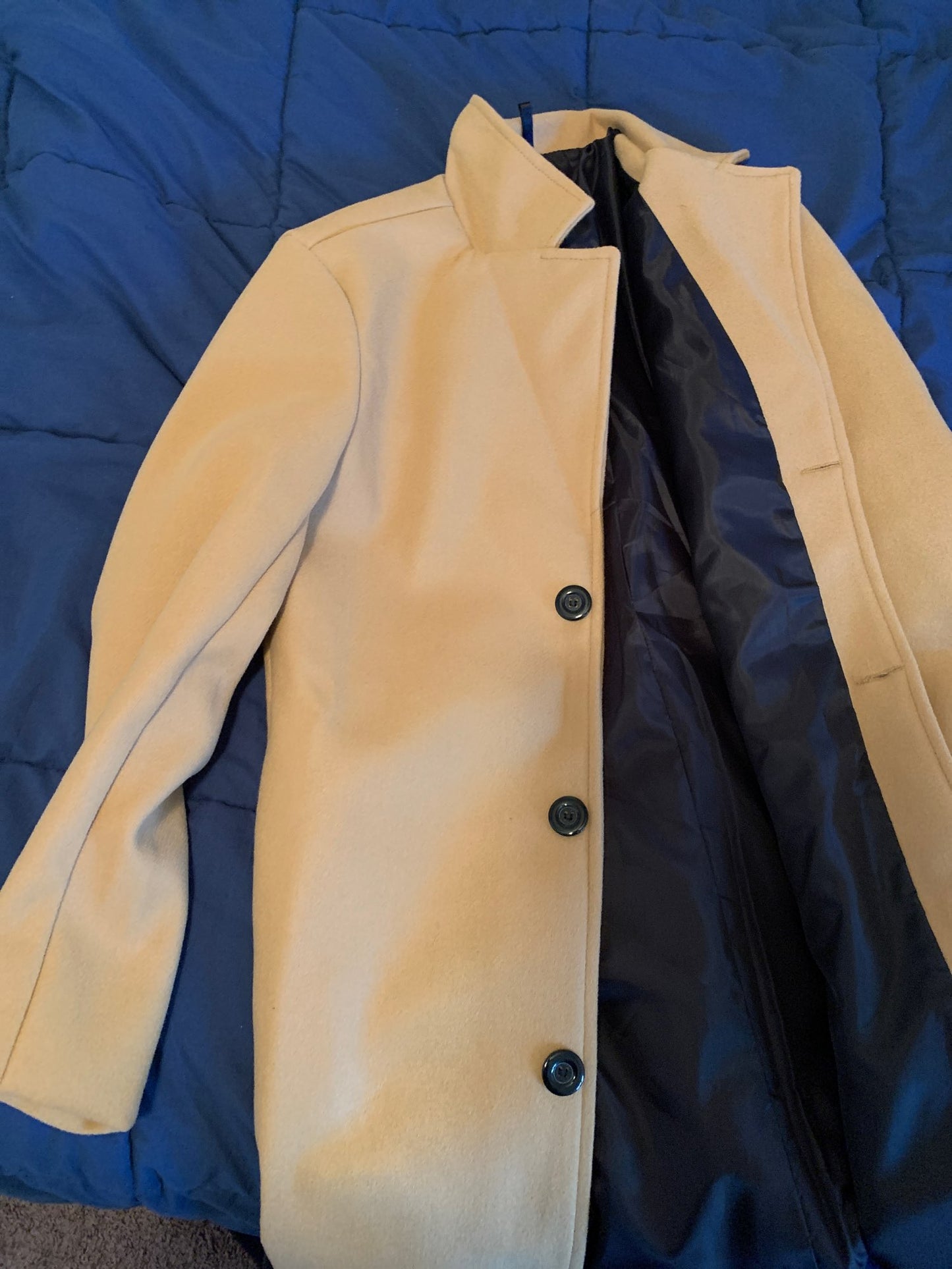Long Cotton Coat  Autumn Winter  New Wool Blend Pure Color Casual Business Fashion Men's Clothing Slim Windbreaker Jacket - Bekro's ART