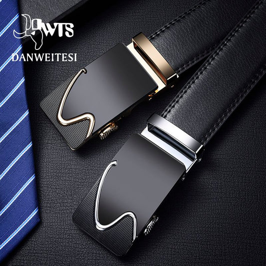 [DWTS] Individual Automatic Buckle Alloy buckle Men Belt  Male Genuine Leather Belt Men  Strap Belts For Men Men's Belts - Bekro's ART