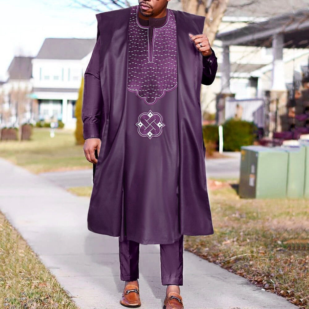 New African Traditional Wear Formal Attire Bazin Riche Dashiki Outfits Shirt Pants Robe Suit African clothes for men - Bekro's ART
