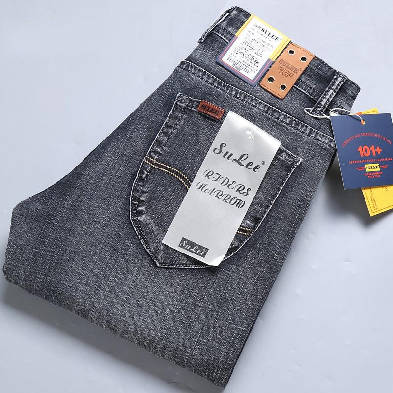 SULEE Brand Slim Fit New Men's Jeans Business Casual Elastic Comfort Straight Denim Pants Male High Quality Trousers - Bekro's ART