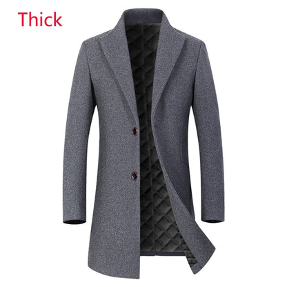 New Autumn and Winter High-end Brand Fashion Boutique Warm Men's Pure Color Casual Business Woolen Woolen Coat Windbreaker - Bekro's ART