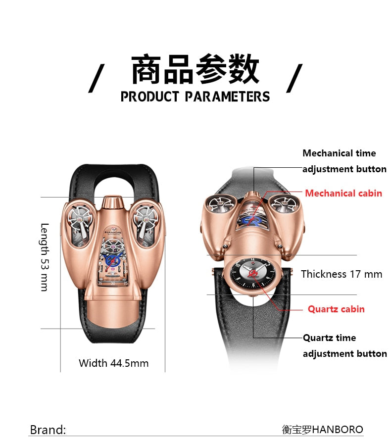 HANBORO  new Brand Luxury Men's watch double movement Automatic Watch Fashion Mechanical Watches waterproof trend Man Watch - Bekro's ART