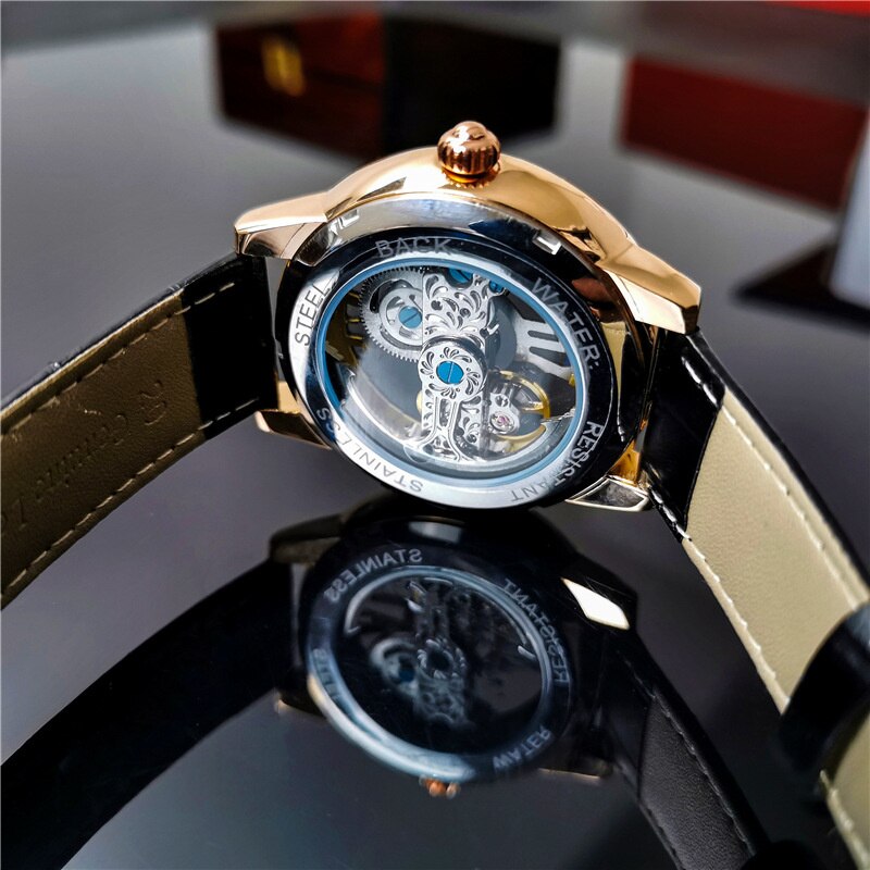 Luxury Automatic Mechanical Watch Men Tusso Wheel Double-sided Hollow Dial Carving WristWatch Luminous Man Clock 80h Working - Bekro's ART