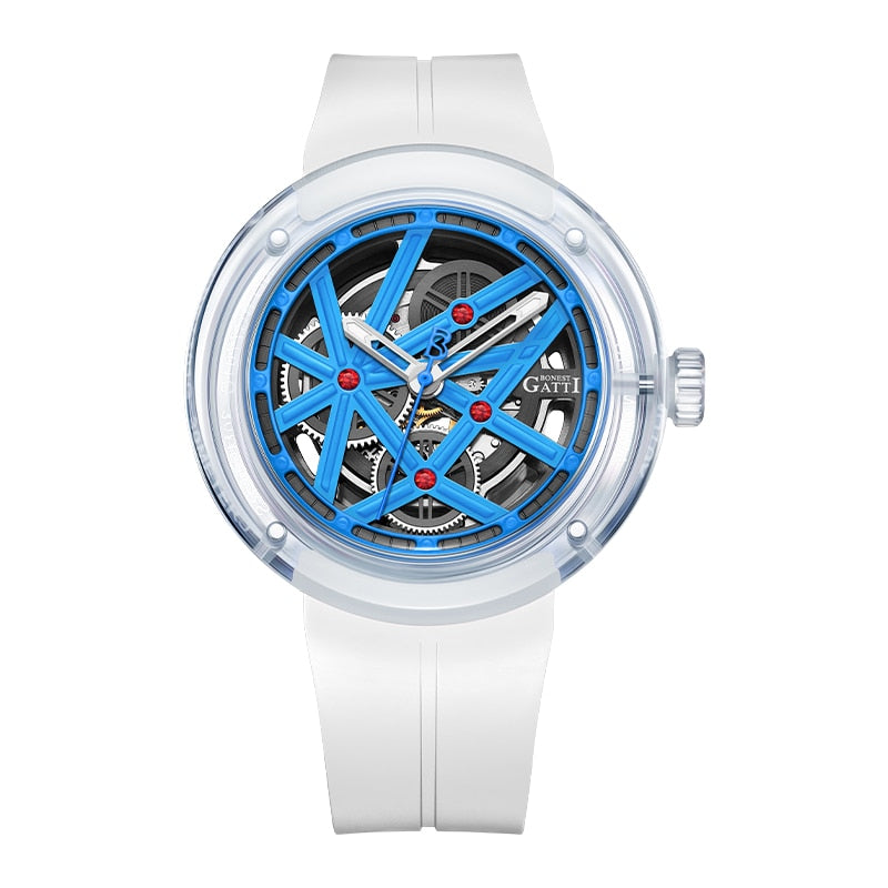 BONEST GATTI Mechanical Men Watch Skeleton Clock Waterproof Luminous Automatic Watches For Man Wristwatches Relogio Masculino - Bekro's ART