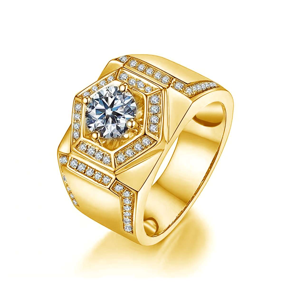 Trendy 1 Carat  Round Cut Moissanite Diamond Mens Rings 100% 925 Sterling Silver Luxury Wedding Rose Gold Plated Jewelry - Bekro's ART