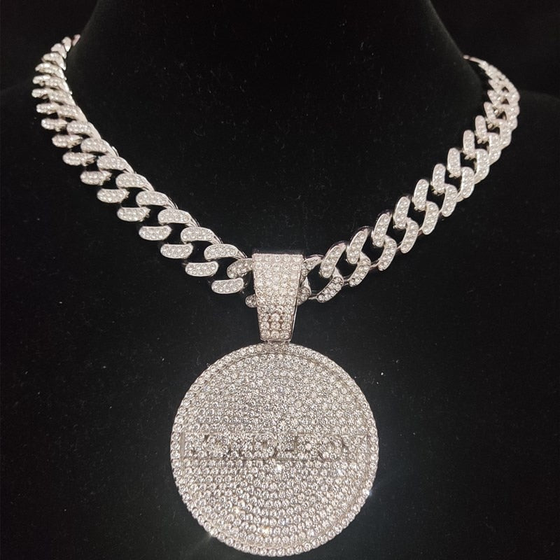 Men Hip Hop KONDE BOY Letters Pendant Necklace 13mm Cuban Chain HipHop Iced Out Bling Necklaces Fashion Charm Jewelry - Bekro's ART