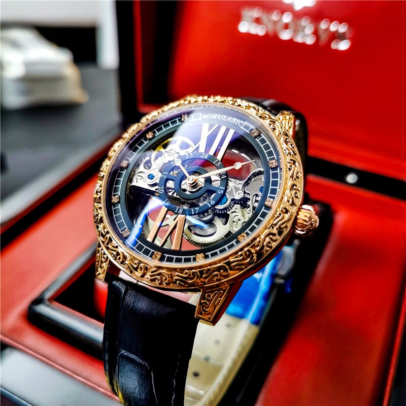 Luxury Automatic Mechanical Watch Men Tusso Wheel Double-sided Hollow Dial Carving WristWatch Luminous Man Clock 80h Working - Bekro's ART