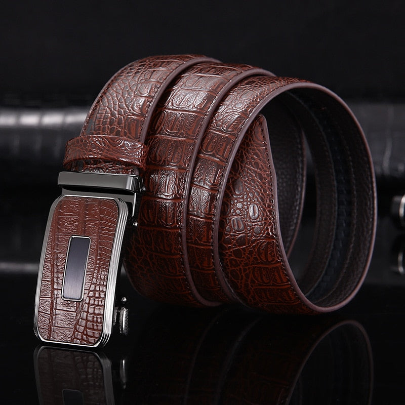 New Luxury Genuine Leather Belt Men's Automatic Buckle  Leather Belt High-end Youth Business All-match Waistband - Bekro's ART