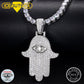 D VVS Moissanite Hamsa Hand Evil Eye Pendant Necklace For Men Iced Out Cuban Chain 925 Sterling Silver Hip Hop Jewelry - Bekro's ART