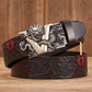 New Male China Dragon Belt Cowskin Genuine Leather Belt for Men Carving Dragon Pattern Automatic Buckle Belt Strap For Jeans - Bekro's ART