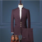 Men's Stand Collar Chinese Style Slim Fit Two Piece Suit Set / Male Zhong Shan Blazer Jacket Coat Pants Trousers 2 Pcs - Bekro's ART