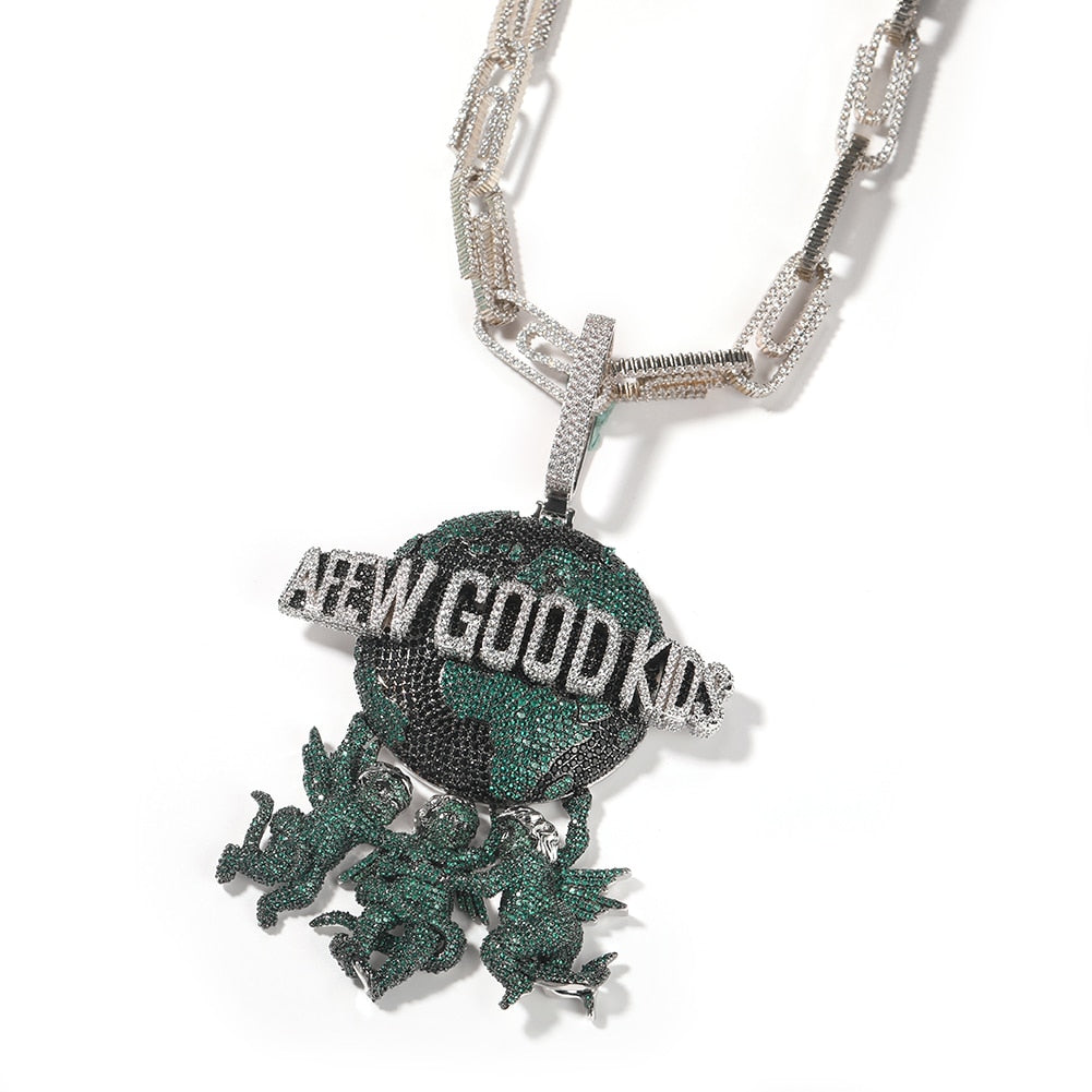 A FEW GOOD KIDS Pendant Full Iced Out Necklace Luxury Hip Hop Jewelry - Bekro's ART
