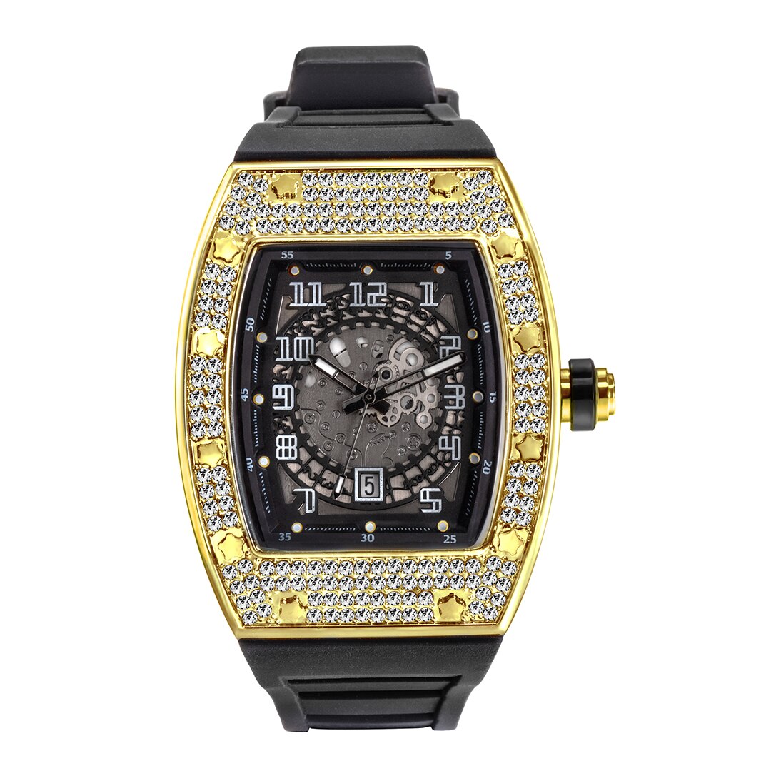 Big Men's Watch Hip Hop Rock Style Rubber Strap Watches For Man Calendar Waterproof IceOut Male Accessories Clock - Bekro's ART