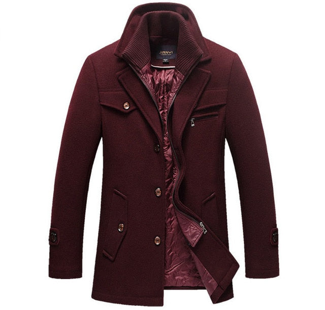 Winter Wool Coat Slim Fit Jackets Men Casual Outerwear - Bekro's ART