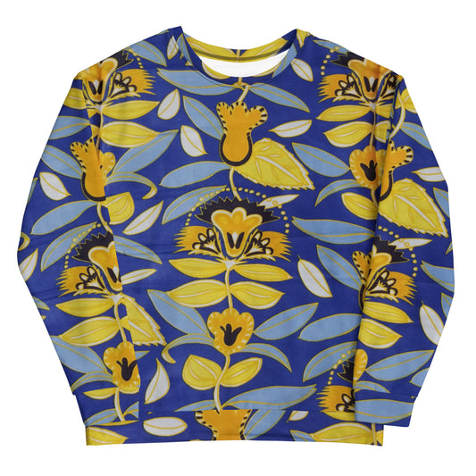 Yellow Blue Kente Sweatshirt - Bekro's ART
